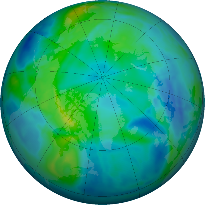 Arctic ozone map for 29 October 2008